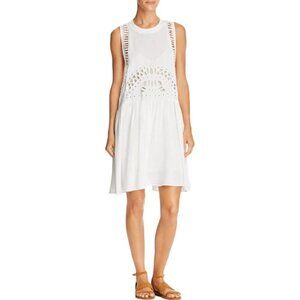 NWT AQUA White Eyelet Cutout Cover Up Dress Medium